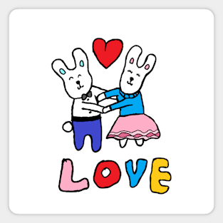 love bunny, rabbits, hand drawing Magnet